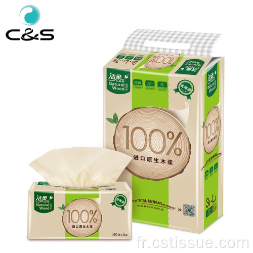 Papier de tissu en bois naturel pack doux